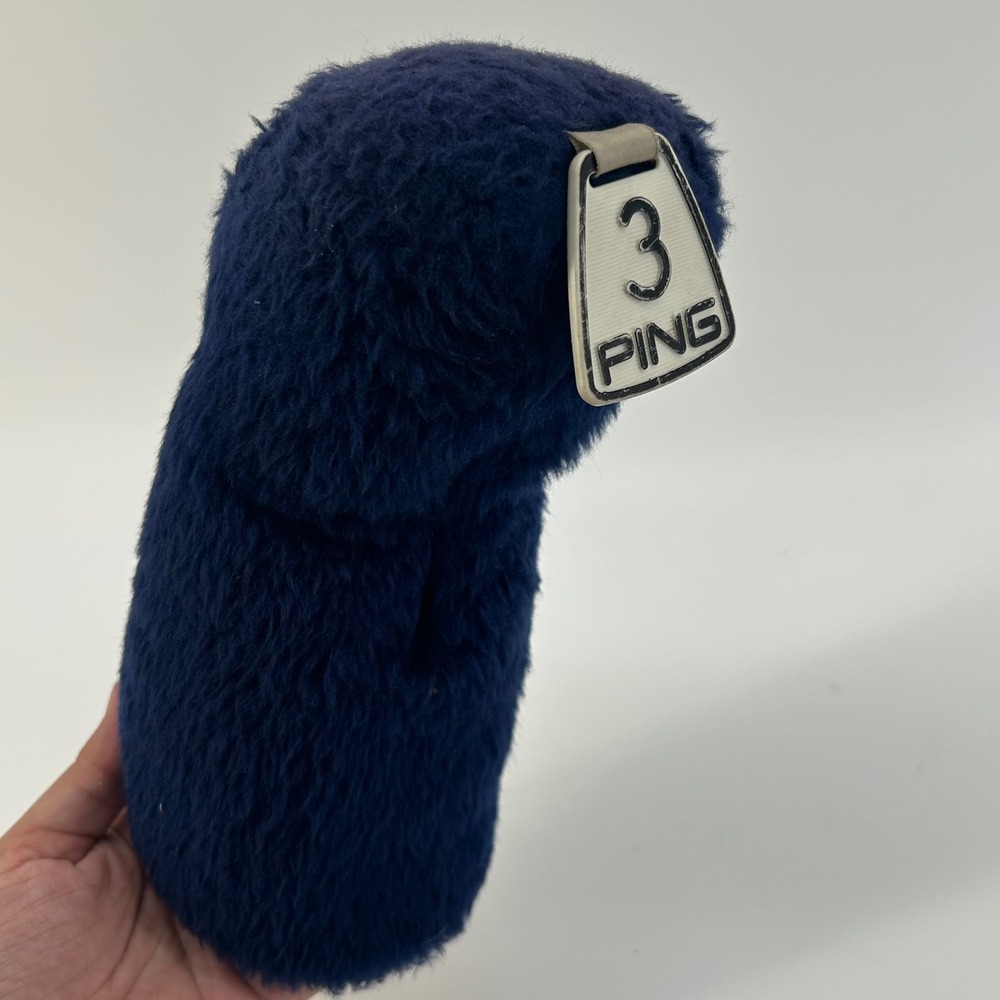 Vintage Ping Golf Headcover Navy Blue Fuzzy Fairway Wood 3 Ping Man Logo